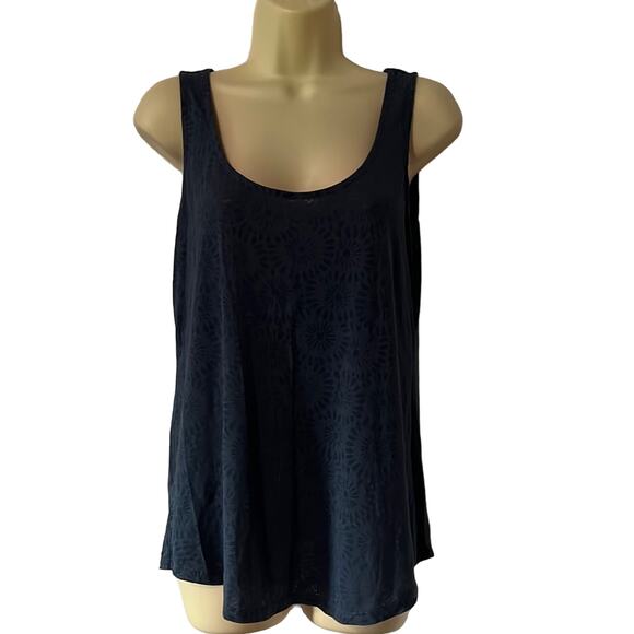Ann Taylor Loft Steel Blue Burnout Tank Top - Picture 1 of 9